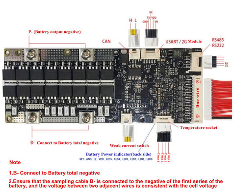 Batería BMS RS485 RS232 72V 20S BMS 200A de la batería BMS Board 3S-20S